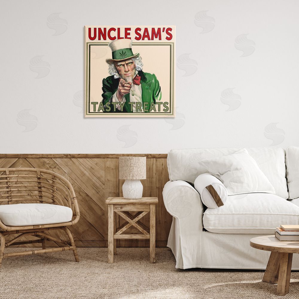 Classic Cannabis/Life Is High Vintage Character Tasty Treats Canvas Wall Art Print in Room