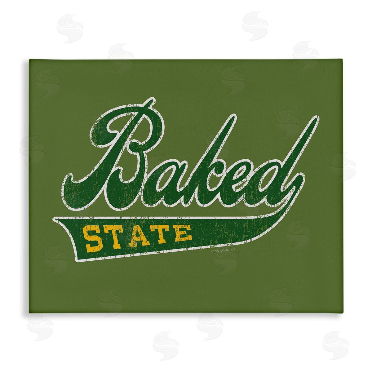 Classic Cannabis/Life Is High Baked State Varsity Style Canvas Wall Art Print