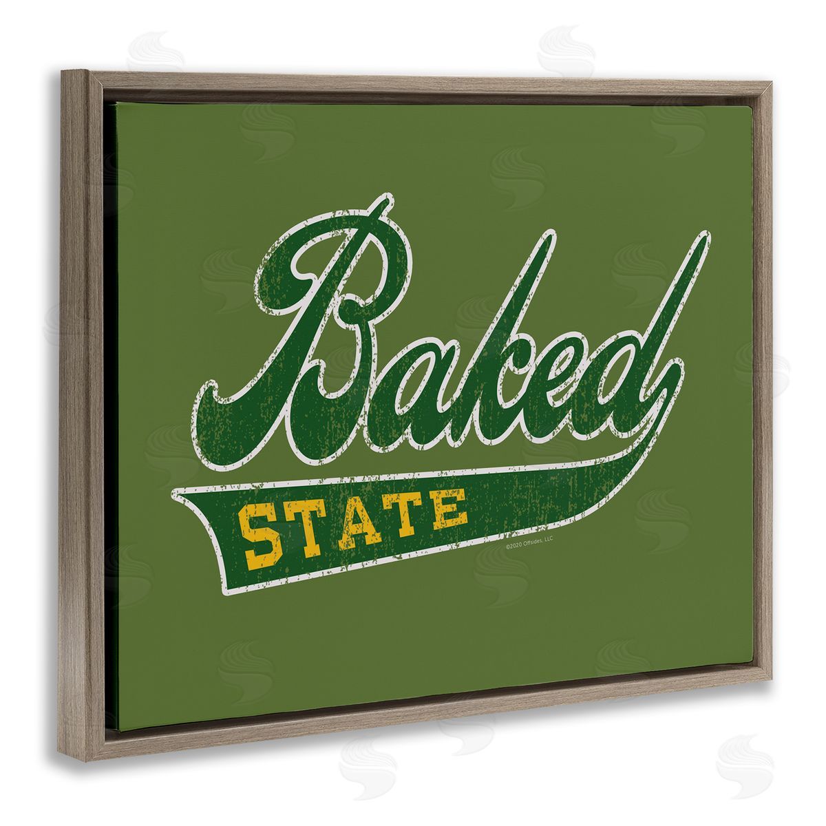 Classic Cannabis/Life Is High Baked State Varsity Style Brown Floating Frame Canvas Wall Art Print