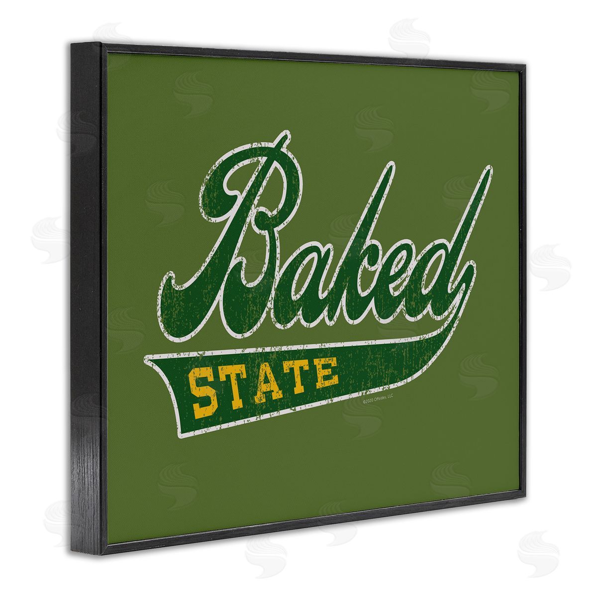 Classic Cannabis/Life Is High Baked State Varsity Style Black Framed Giclee Wall Art Print