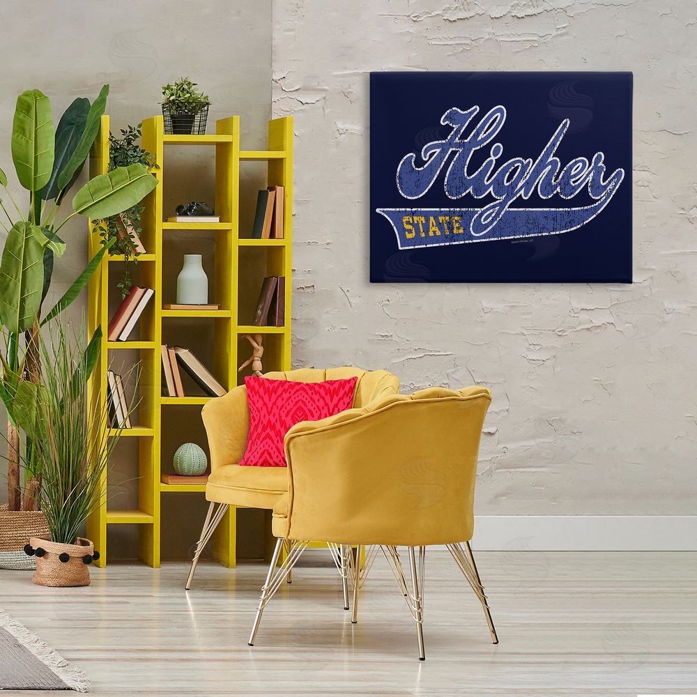 Higher Learning/Life Is High Higher State Varsity Style Canvas Wall Art Print in Room