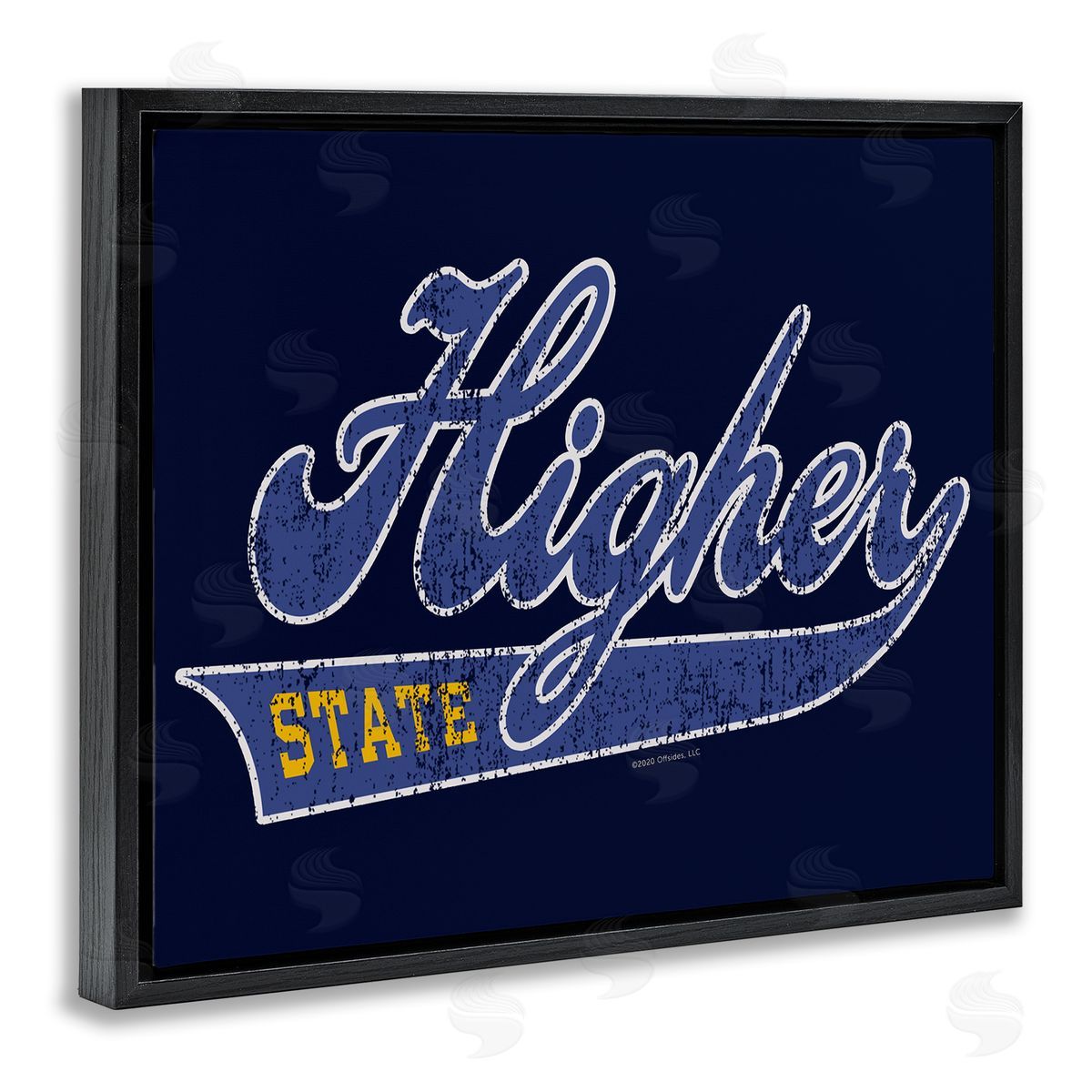 Higher Learning/Life Is High Higher State Varsity Style Black Floating Frame Canvas Wall Art Print