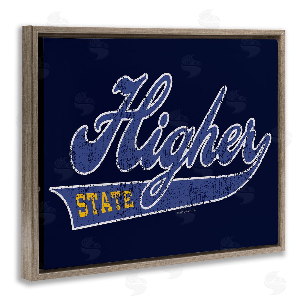 Higher Learning/Life Is High Higher State Varsity Style Brown Floating Frame Canvas Wall Art Print