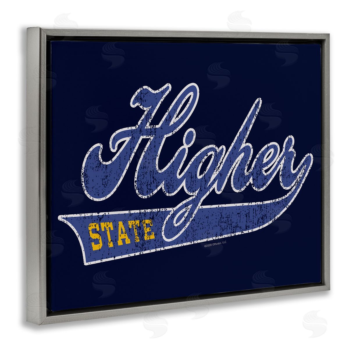 Higher Learning/Life Is High Higher State Varsity Style Gray Floating Frame Canvas Wall Art Print