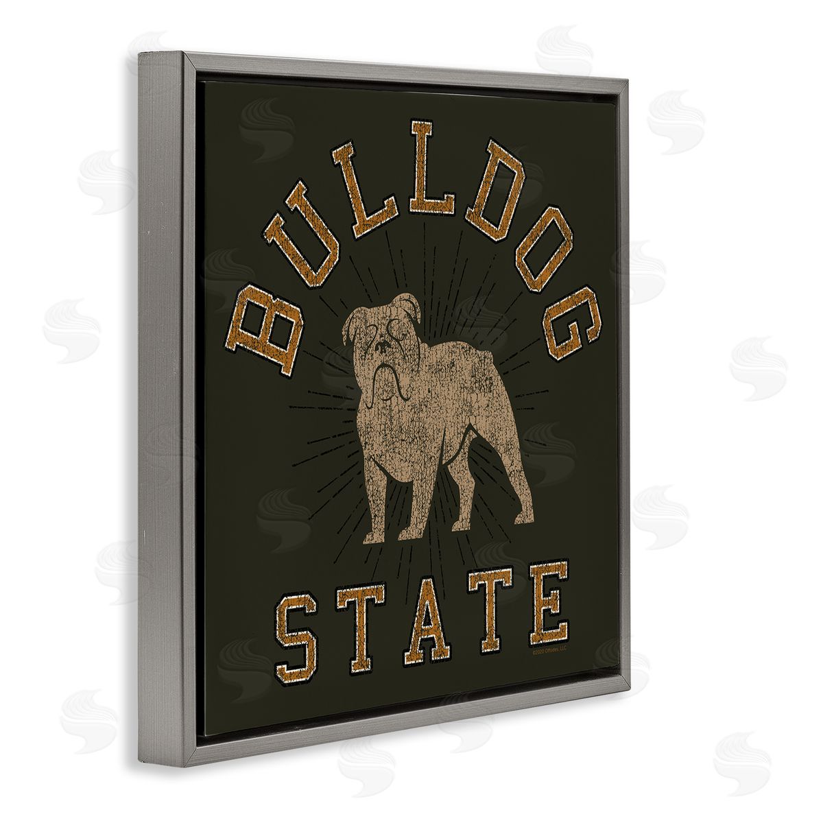 Spirit Animals/Life Is High Vintage Bulldog State Gray Floating Frame Canvas Wall Art Print