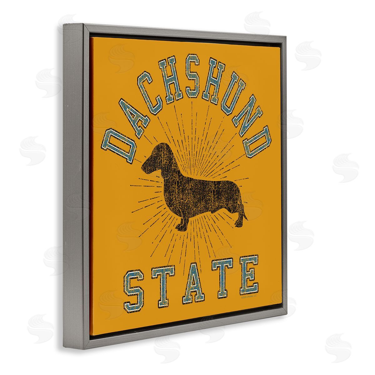 Spirit Animals/Life Is High Vintage Dachshund State Gray Floating Frame Canvas Wall Art Print