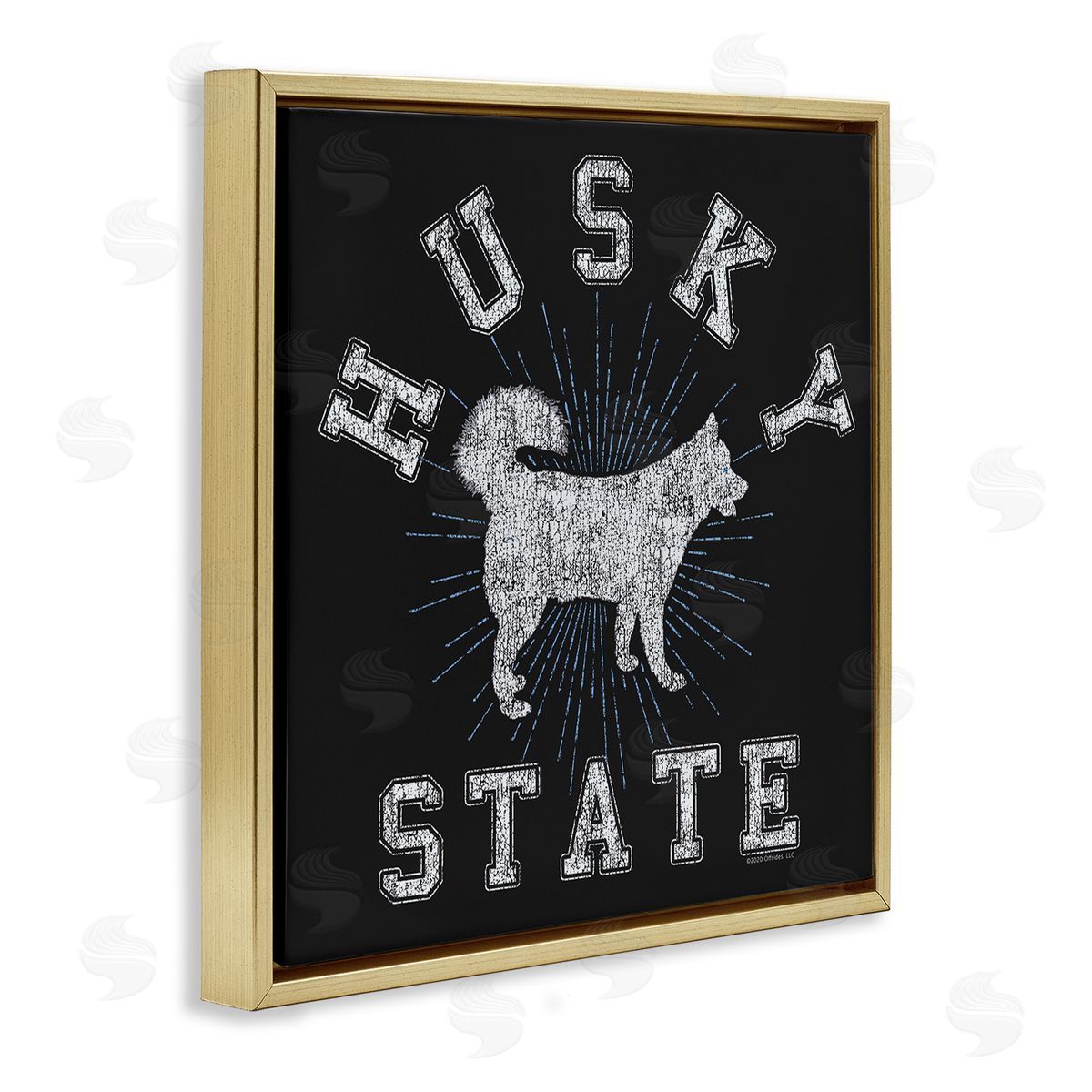 Spirit Animals/Life Is High Vintage Husky State Gold Floating Frame Canvas Wall Art Print