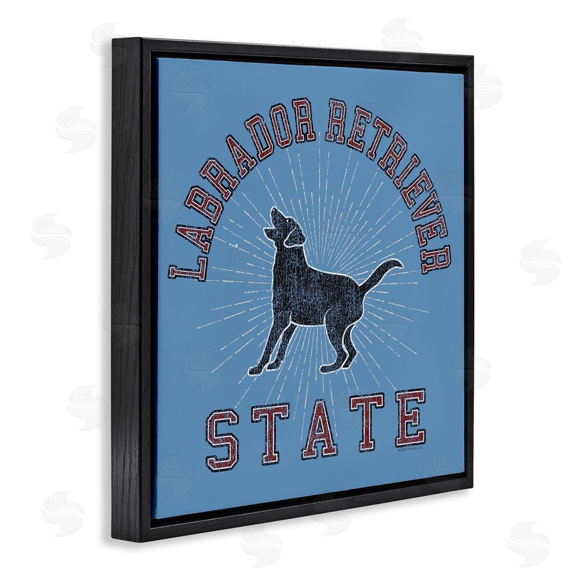 Spirit Animals/Life Is High Varsity Labrador State Black Floating Frame Canvas Wall Art Print