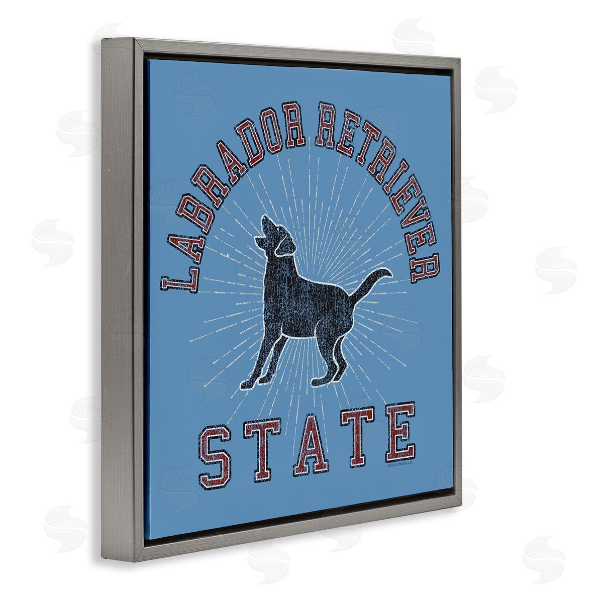 Spirit Animals/Life Is High Varsity Labrador State Gray Floating Frame Canvas Wall Art Print