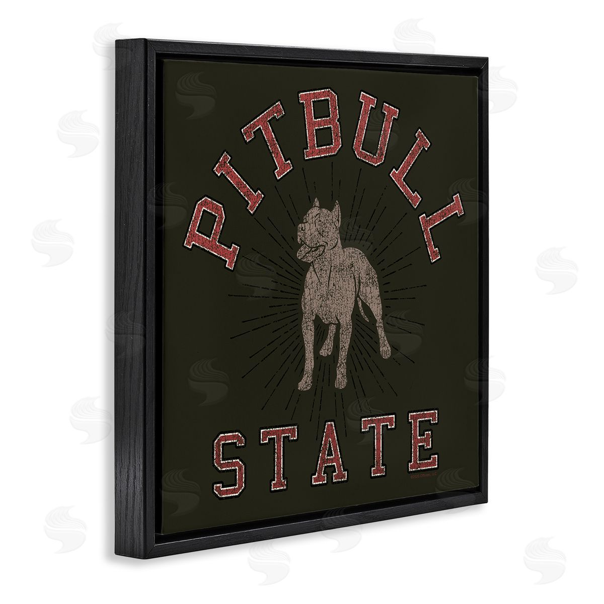 Spirit Animals/Life Is High Vintage Pitbull State Black Floating Frame Canvas Wall Art Print