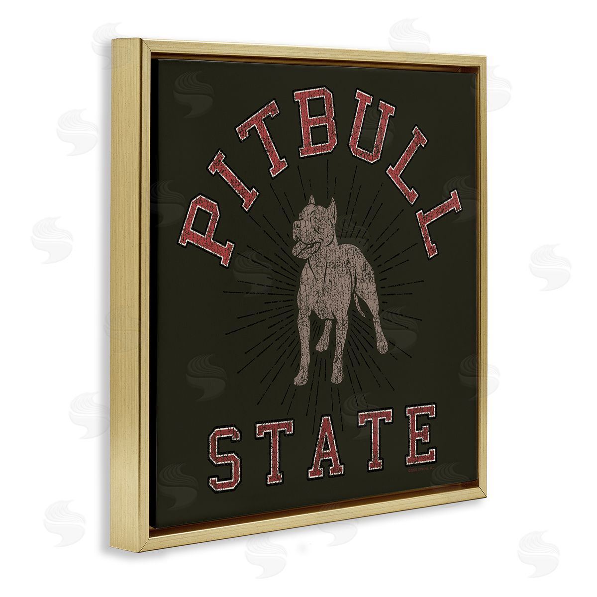 Spirit Animals/Life Is High Vintage Pitbull State Gold Floating Frame Canvas Wall Art Print