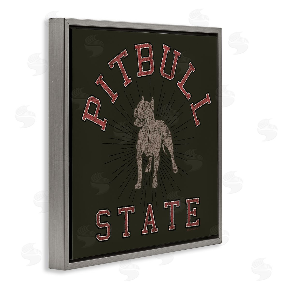 Spirit Animals/Life Is High Vintage Pitbull State Gray Floating Frame Canvas Wall Art Print