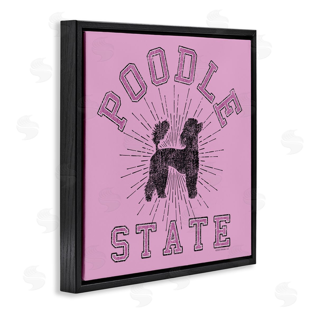 Spirit Animals/Life Is High Varsity Style Poodle State Black Floating Frame Canvas Wall Art Print