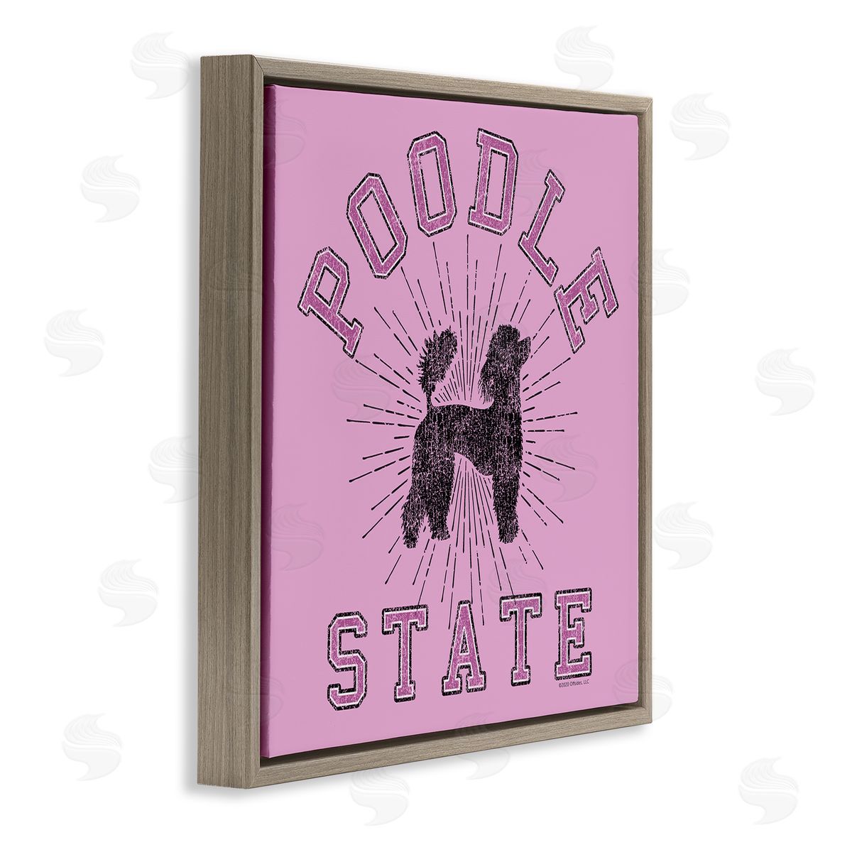 Spirit Animals/Life Is High Varsity Style Poodle State Brown Floating Frame Canvas Wall Art Print