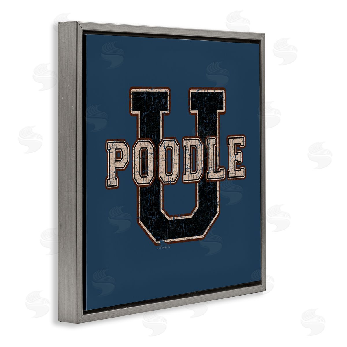 Spirit Animals/Life Is High Varsity Poodle U Gray Floating Frame Canvas Wall Art Print