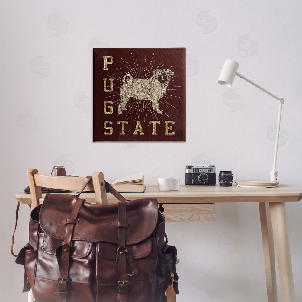Spirit Animals/Life Is High Varsity Pug State Canvas Wall Art Print in Room