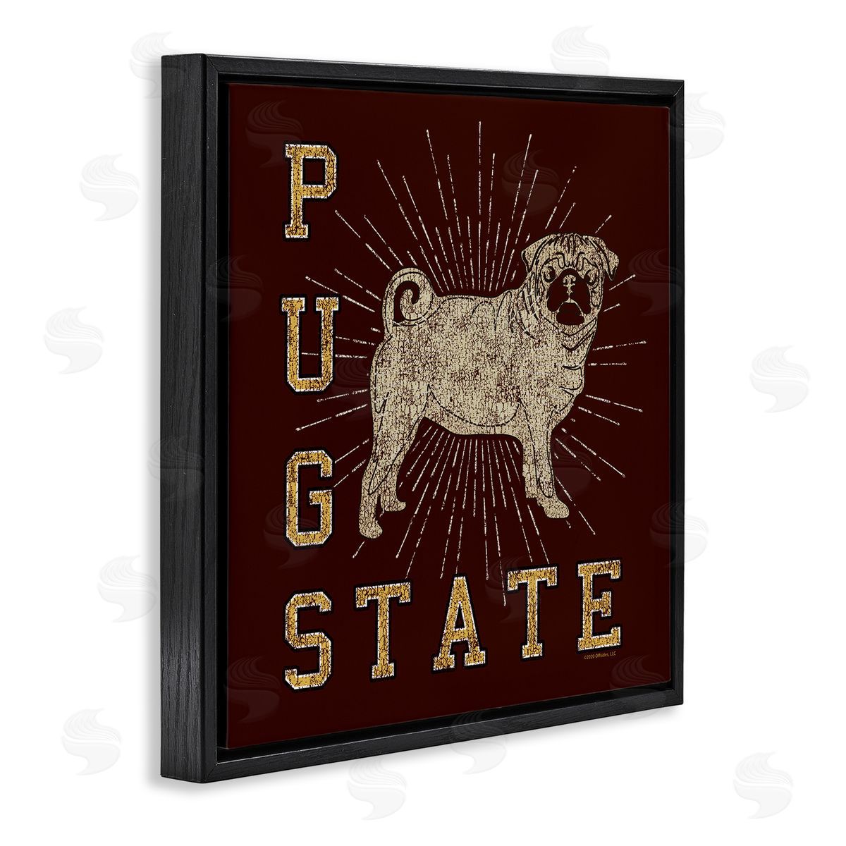 Spirit Animals/Life Is High Varsity Pug State Black Floating Frame Canvas Wall Art Print