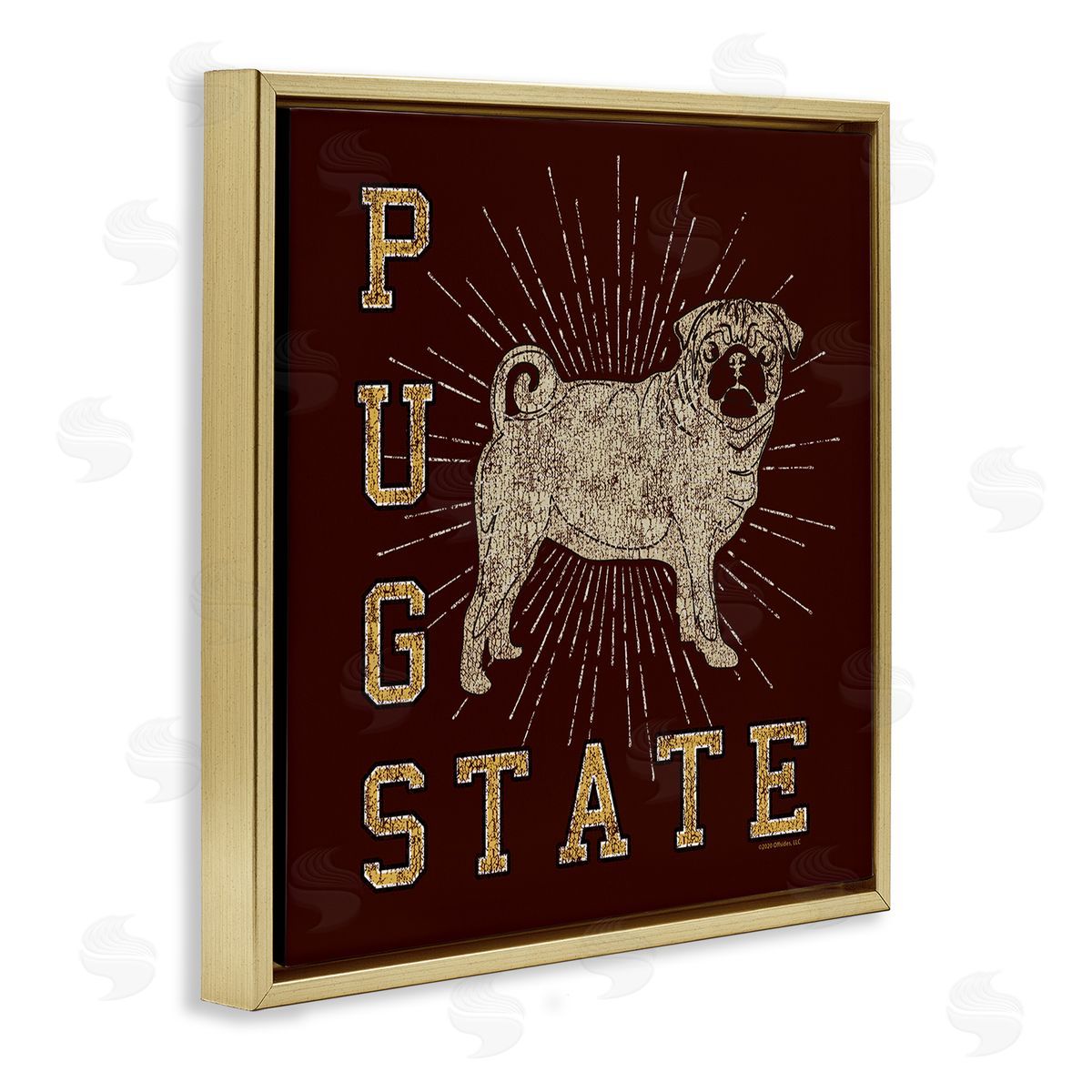 Spirit Animals/Life Is High Varsity Pug State Gold Floating Frame Canvas Wall Art Print