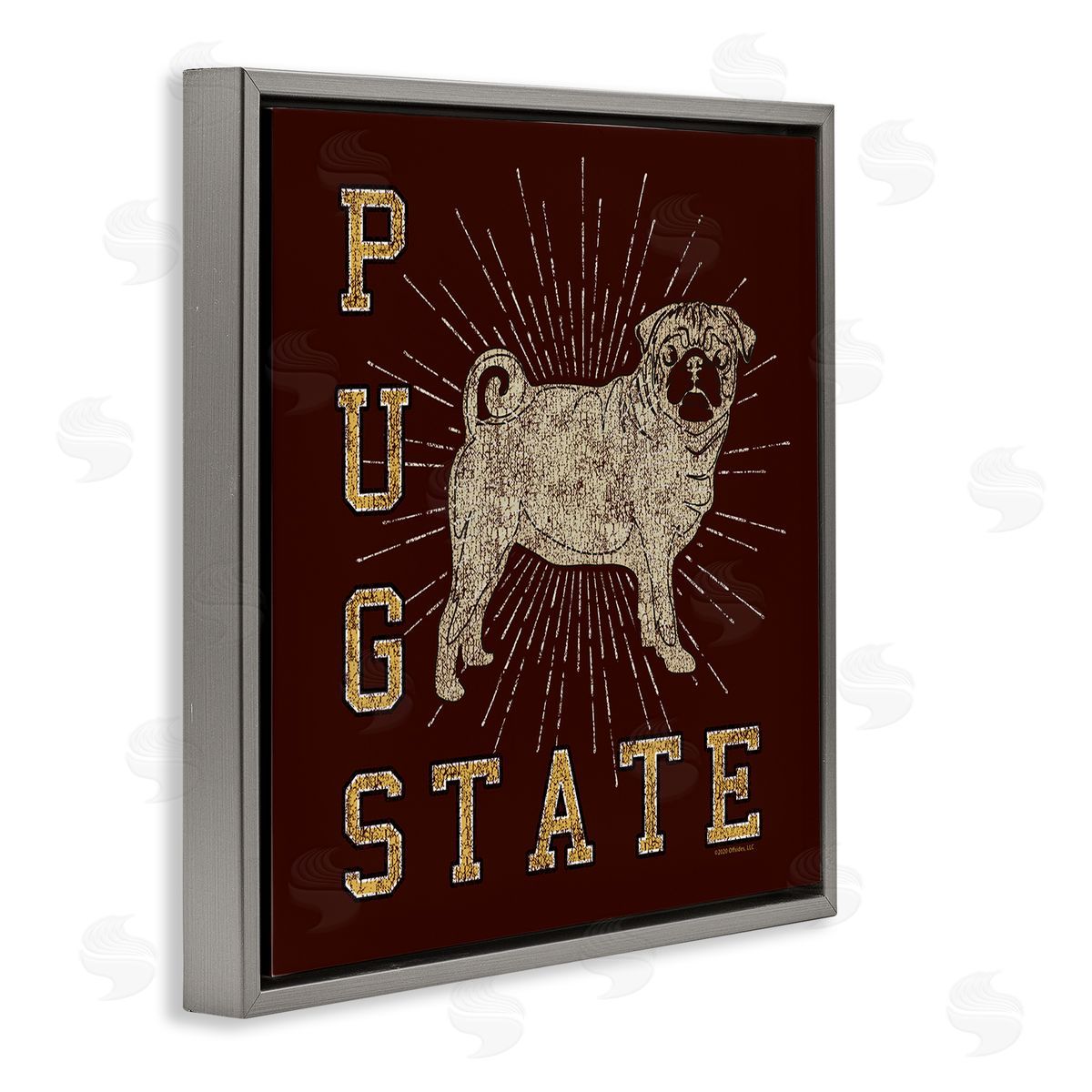 Spirit Animals/Life Is High Varsity Pug State Gray Floating Frame Canvas Wall Art Print