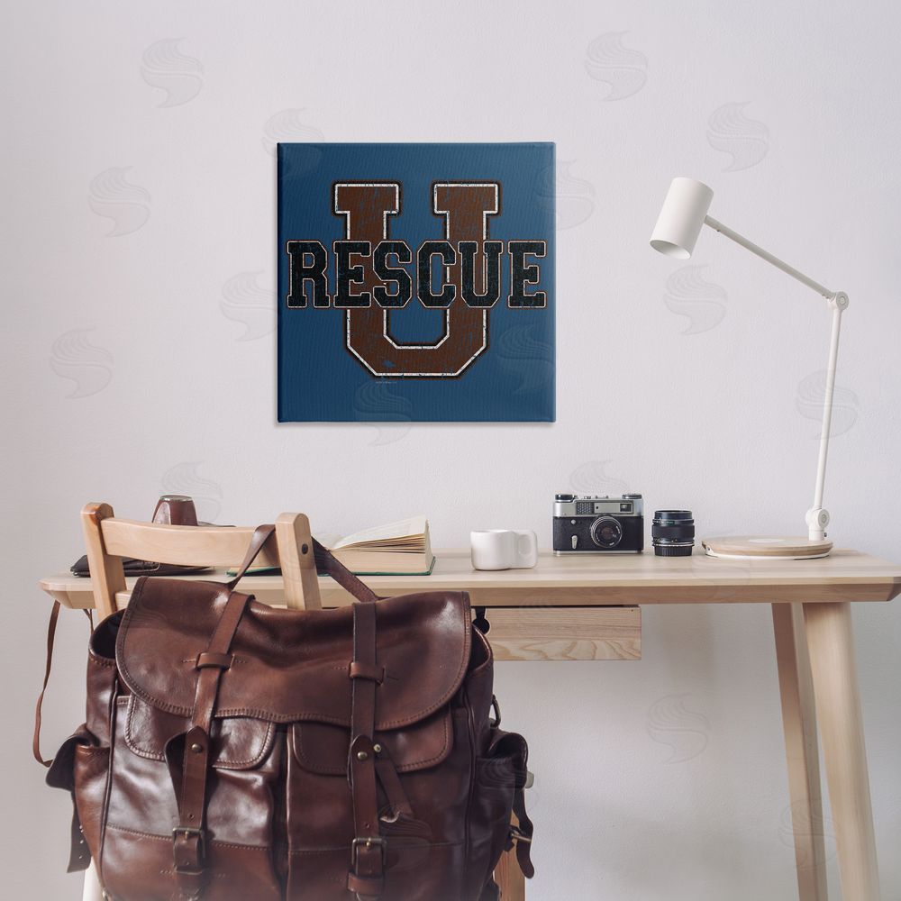 Spirit Animals/Life Is High Rescue U Vintage Varsity Canvas Wall Art Print in Room