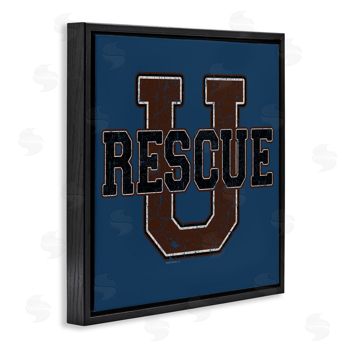 Spirit Animals/Life Is High Rescue U Vintage Varsity Black Floating Frame Canvas Wall Art Print