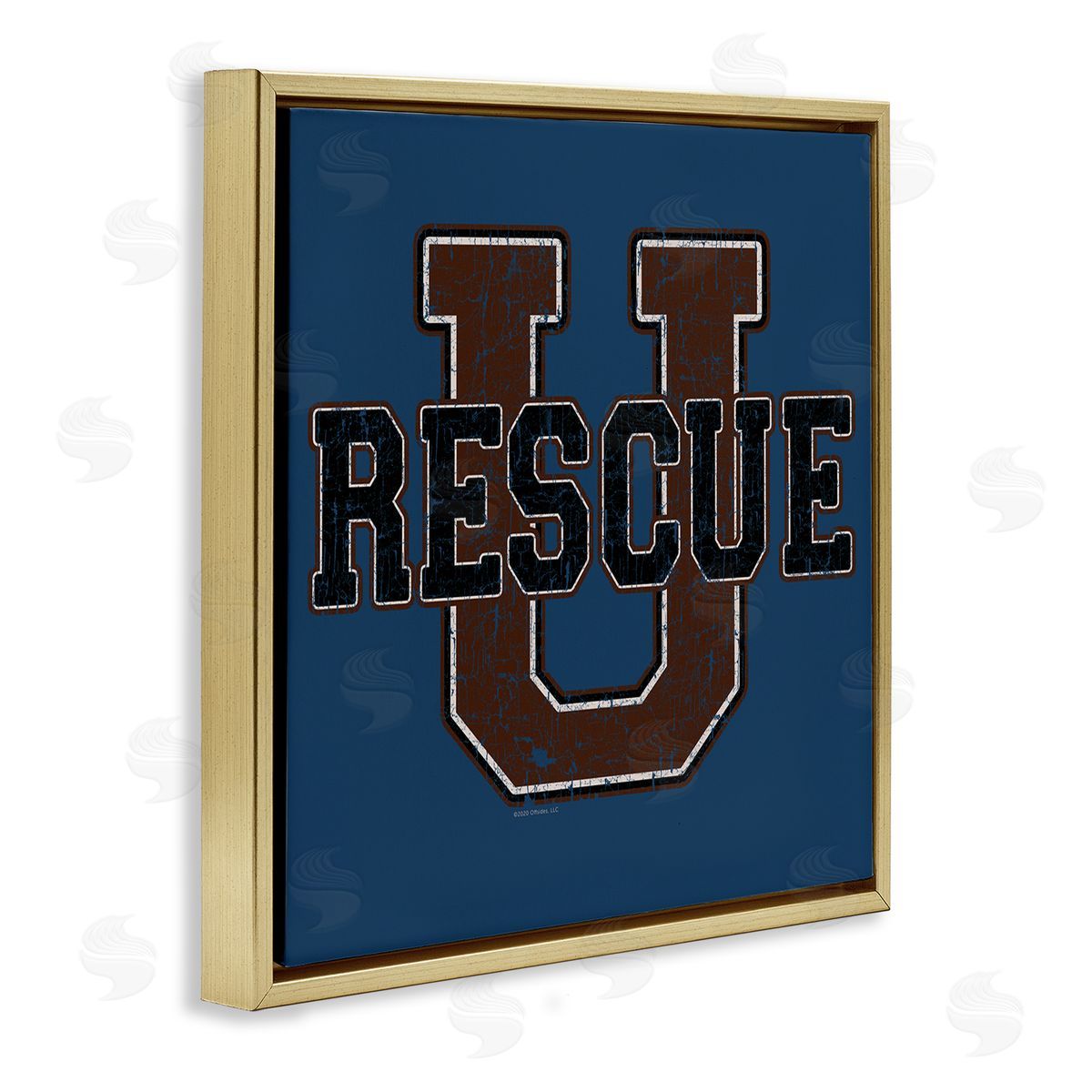 Spirit Animals/Life Is High Rescue U Vintage Varsity Gold Floating Frame Canvas Wall Art Print