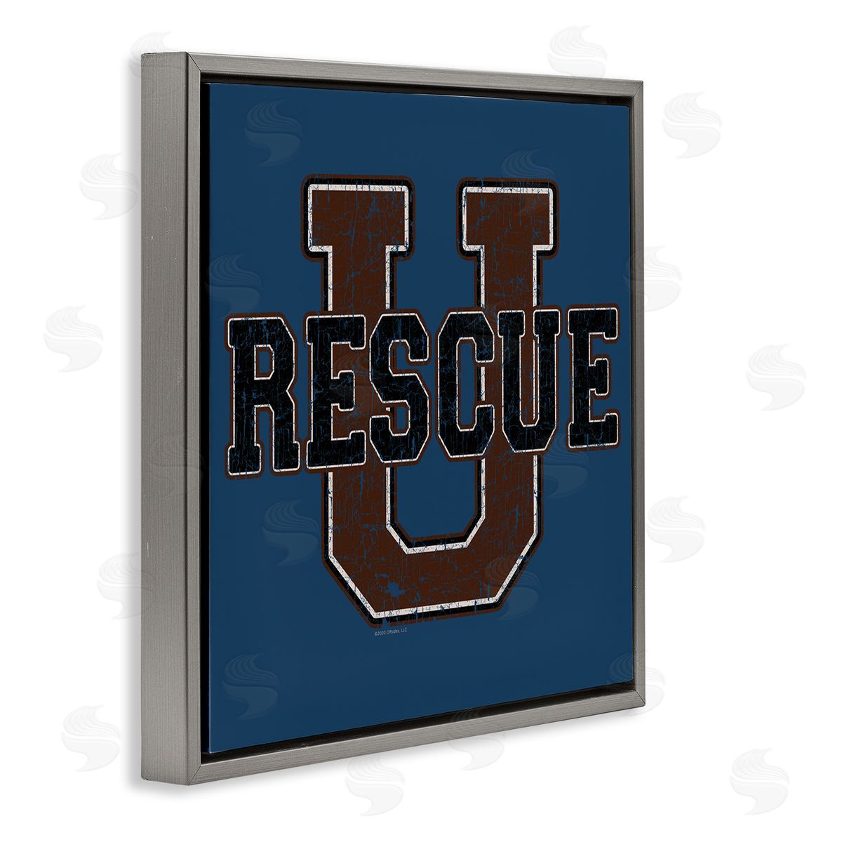 Spirit Animals/Life Is High Rescue U Vintage Varsity Gray Floating Frame Canvas Wall Art Print