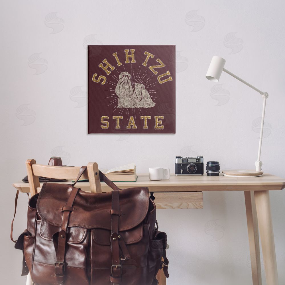 Spirit Animals/Life Is High Shih Tzu State Varsity Canvas Wall Art Print in Room