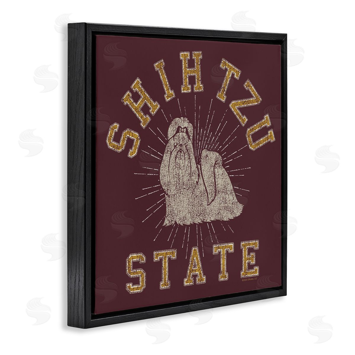 Spirit Animals/Life Is High Shih Tzu State Varsity Black Floating Frame Canvas Wall Art Print