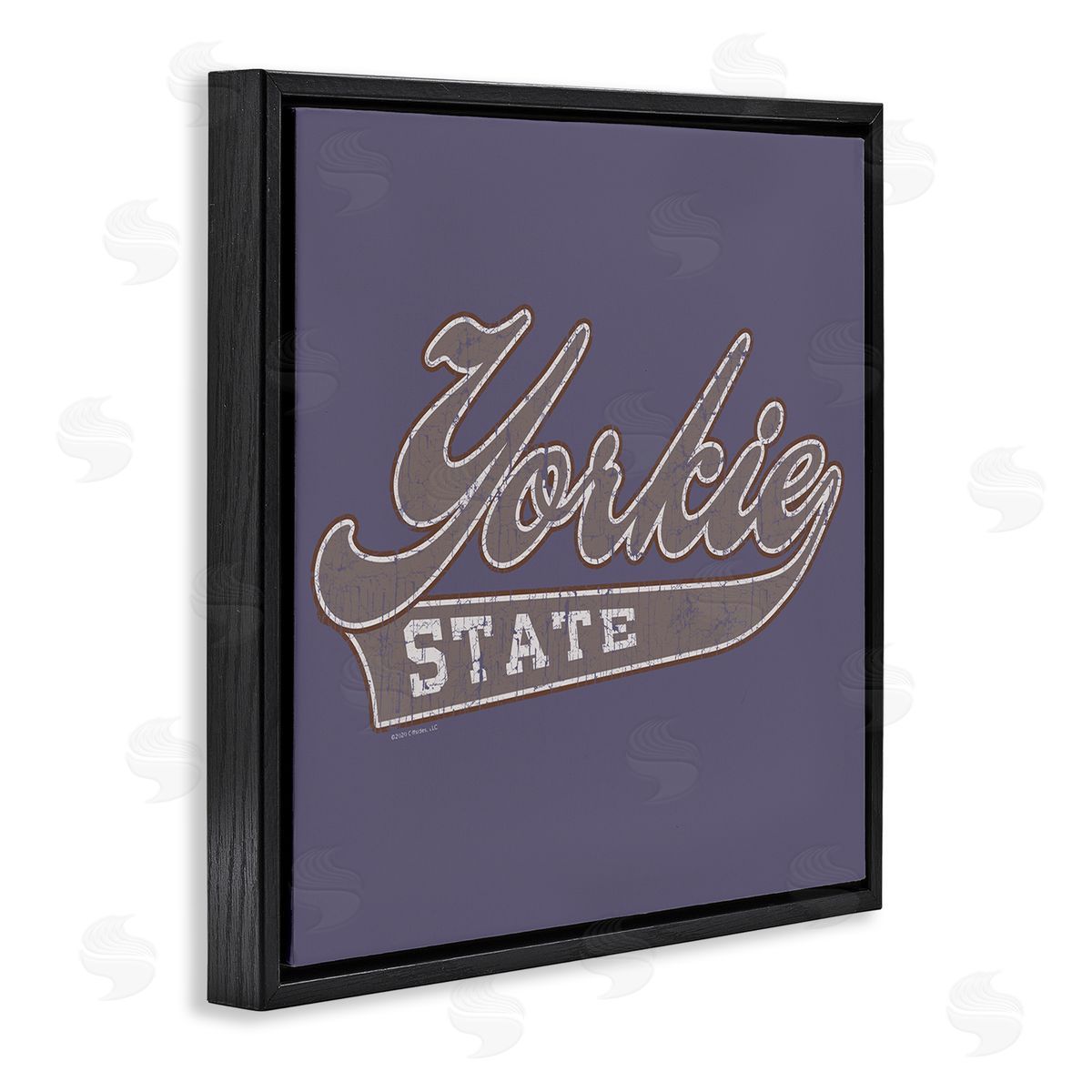 Spirit Animals/Life Is High Vintage College Yorkie State Black Floating Frame Canvas Wall Art Print