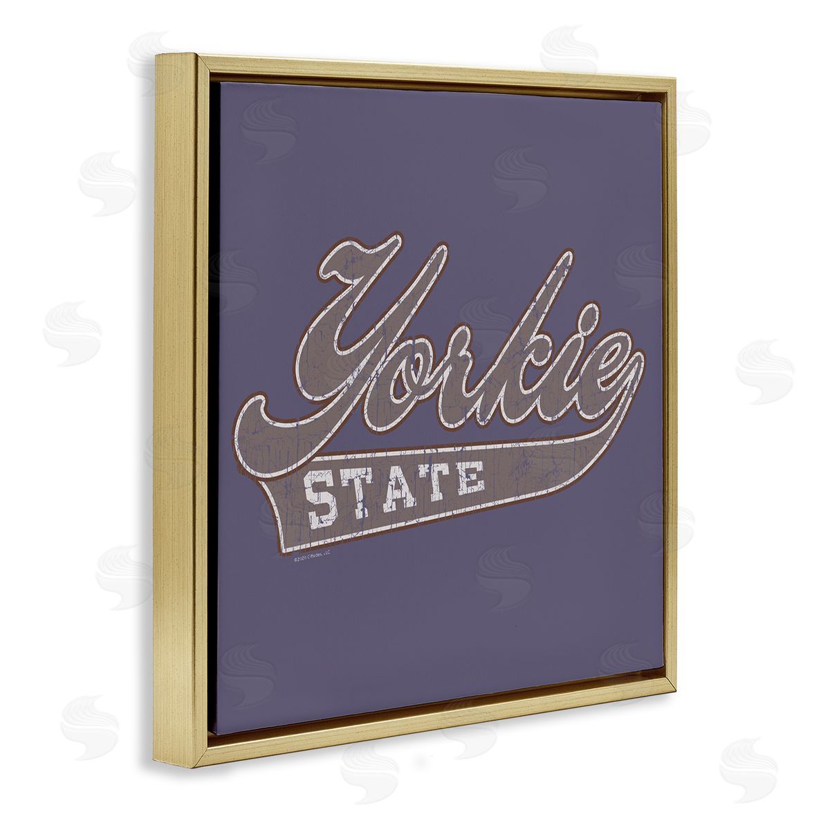 Spirit Animals/Life Is High Vintage College Yorkie State Gold Floating Frame Canvas Wall Art Print