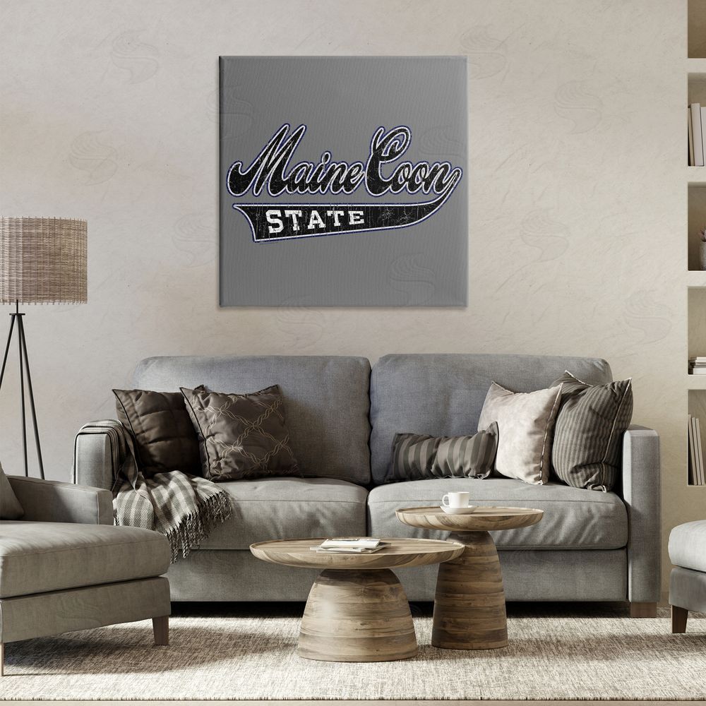 Spirit Animals/Life Is High Varsity Maine Coon State Canvas Wall Art Print in Room