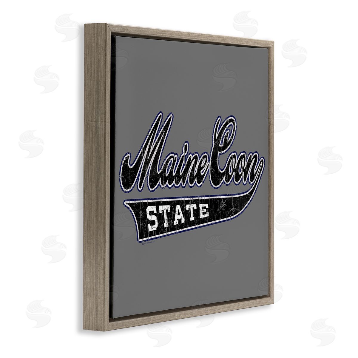 Spirit Animals/Life Is High Varsity Maine Coon State Brown Floating Frame Canvas Wall Art Print