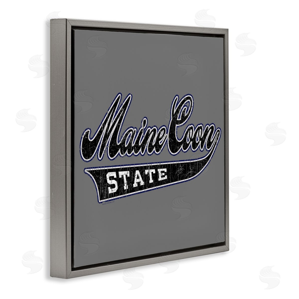 Spirit Animals/Life Is High Varsity Maine Coon State Gray Floating Frame Canvas Wall Art Print