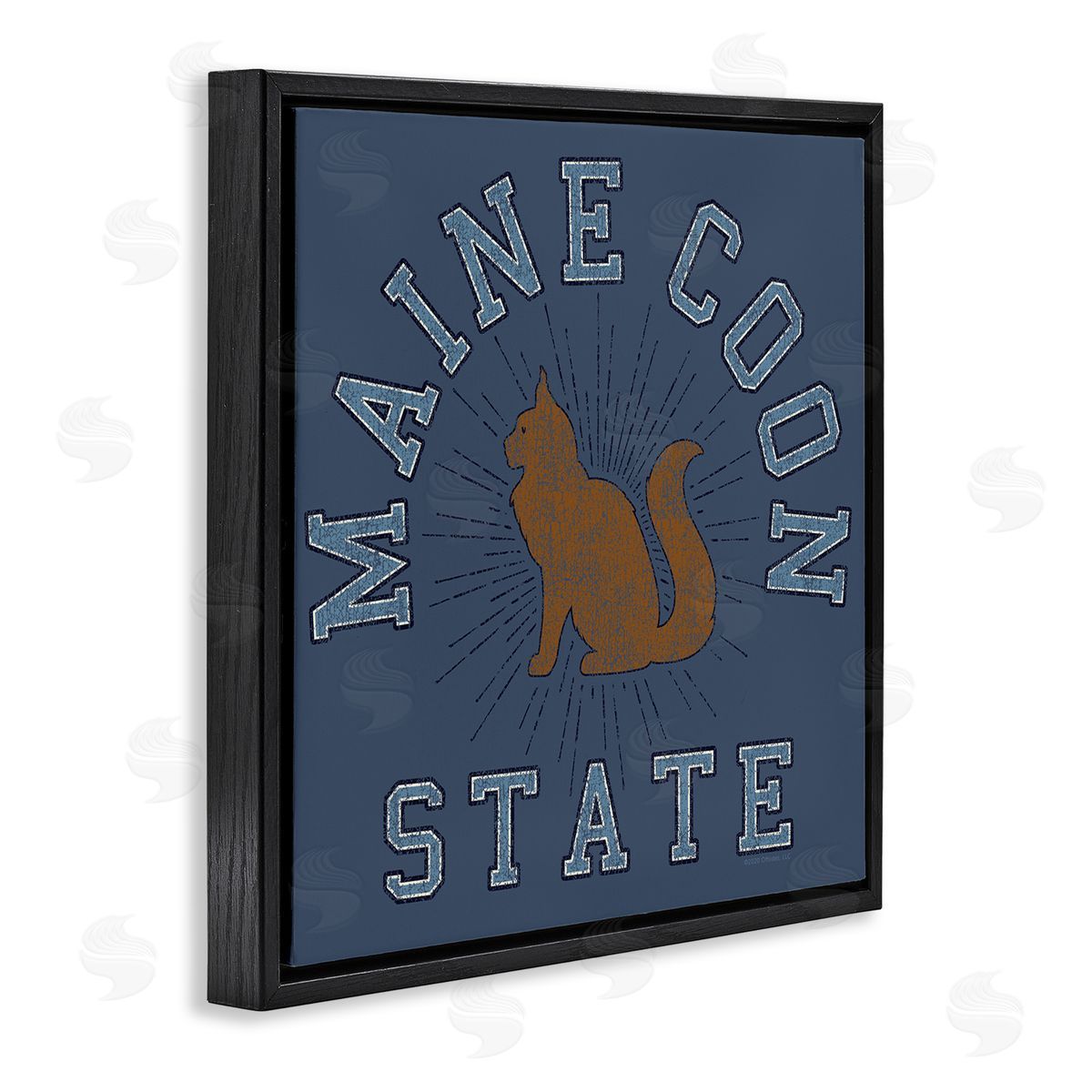 Spirit Animals/Life Is High Vintage Maine Coon State Black Floating Frame Canvas Wall Art Print