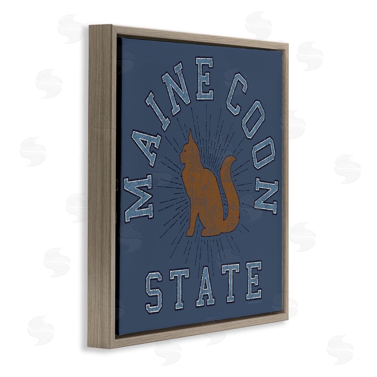 Spirit Animals/Life Is High Vintage Maine Coon State Brown Floating Frame Canvas Wall Art Print