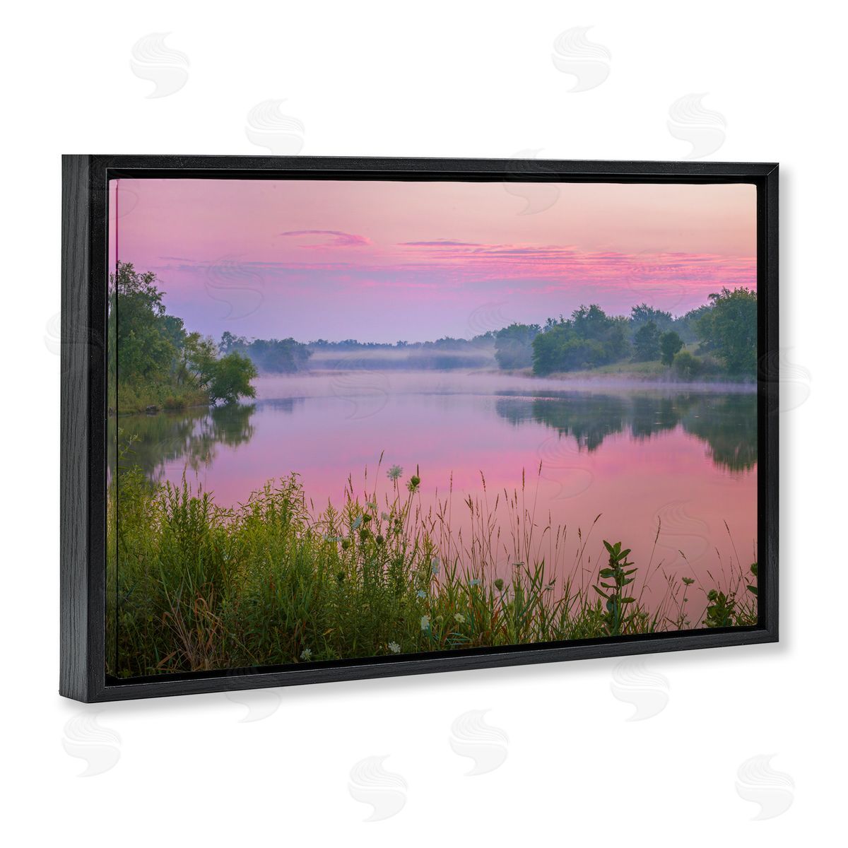 Marty Hulsebos Pink Dawn Sunrise Lake Black Floating Frame Canvas Wall Art Print