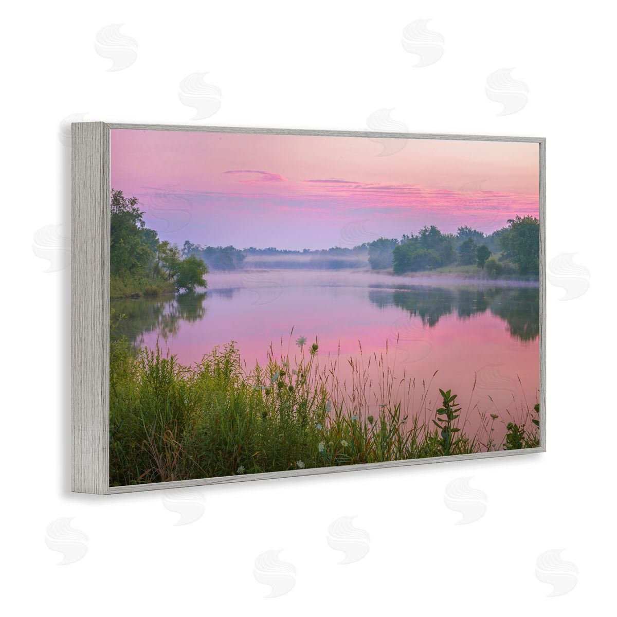 Marty Hulsebos Pink Dawn Sunrise Lake Gray Framed Giclee Wall Art Print