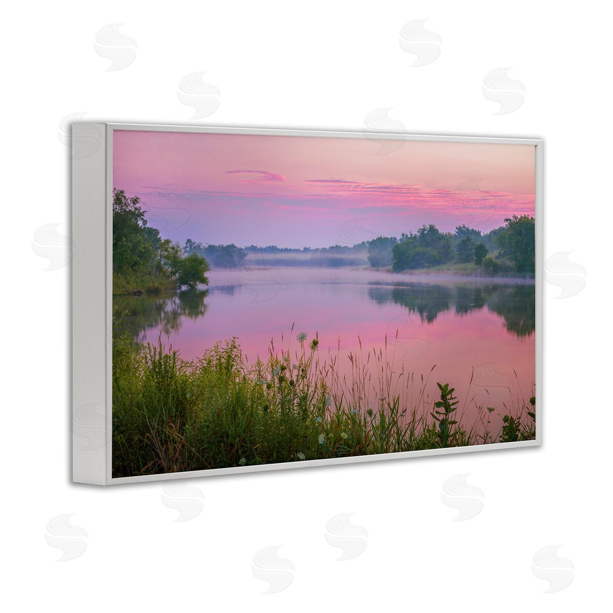 Marty Hulsebos Pink Dawn Sunrise Lake White Framed Giclee Wall Art Print