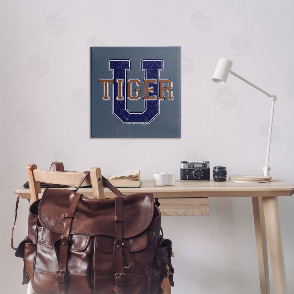 Spirit Animals/Life Is High Varsity Tiger U Vintage Canvas Wall Art Print in Room