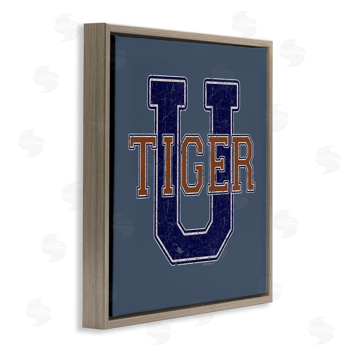Spirit Animals/Life Is High Varsity Tiger U Vintage Brown Floating Frame Canvas Wall Art Print