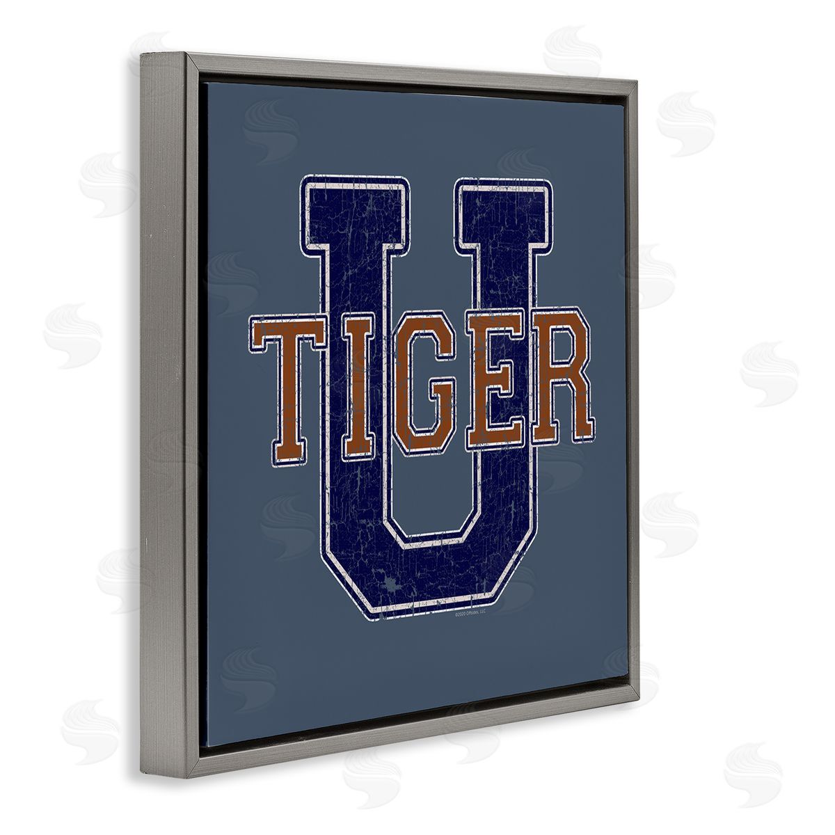 Spirit Animals/Life Is High Varsity Tiger U Vintage Gray Floating Frame Canvas Wall Art Print