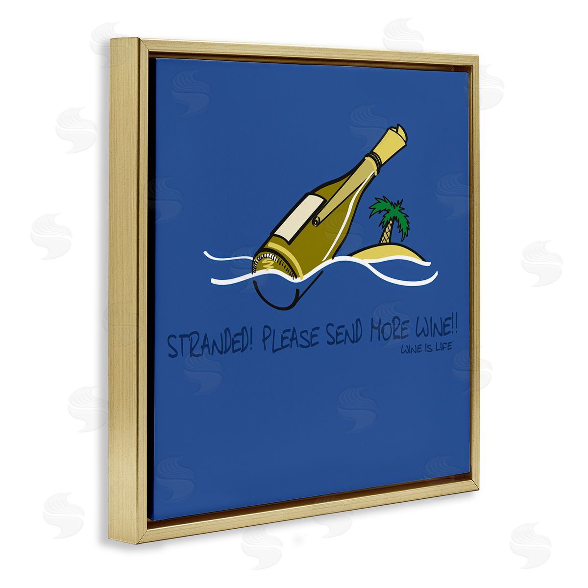 WIL Stranded Send More Wine Gold Floating Frame Canvas Wall Art Print
