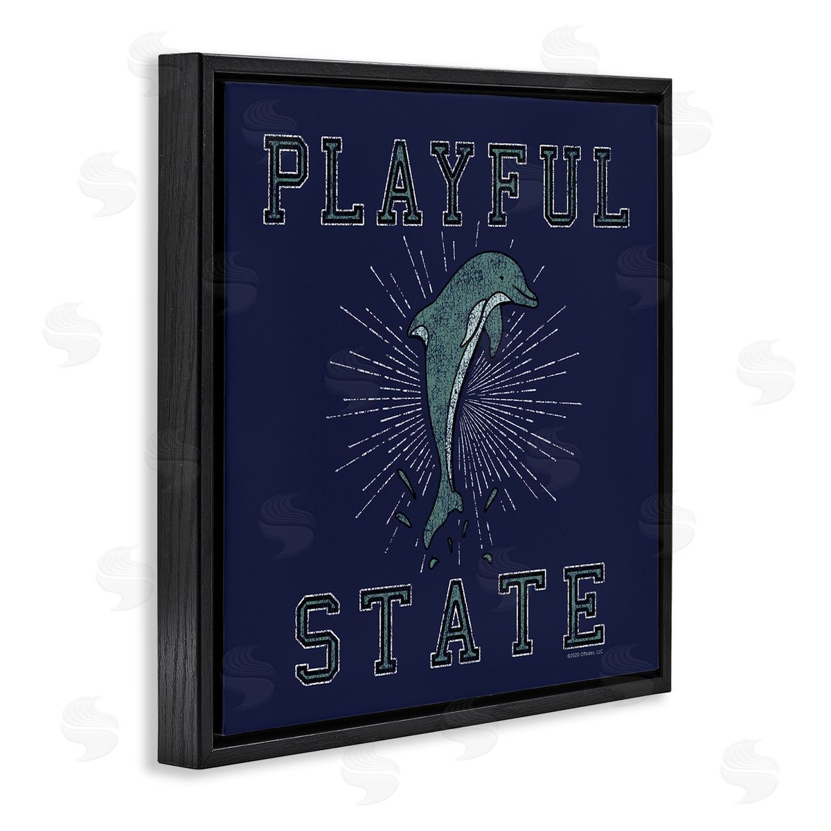 Spirit Animals/Life Is High Playful State Dolphin Black Floating Frame Canvas Wall Art Print