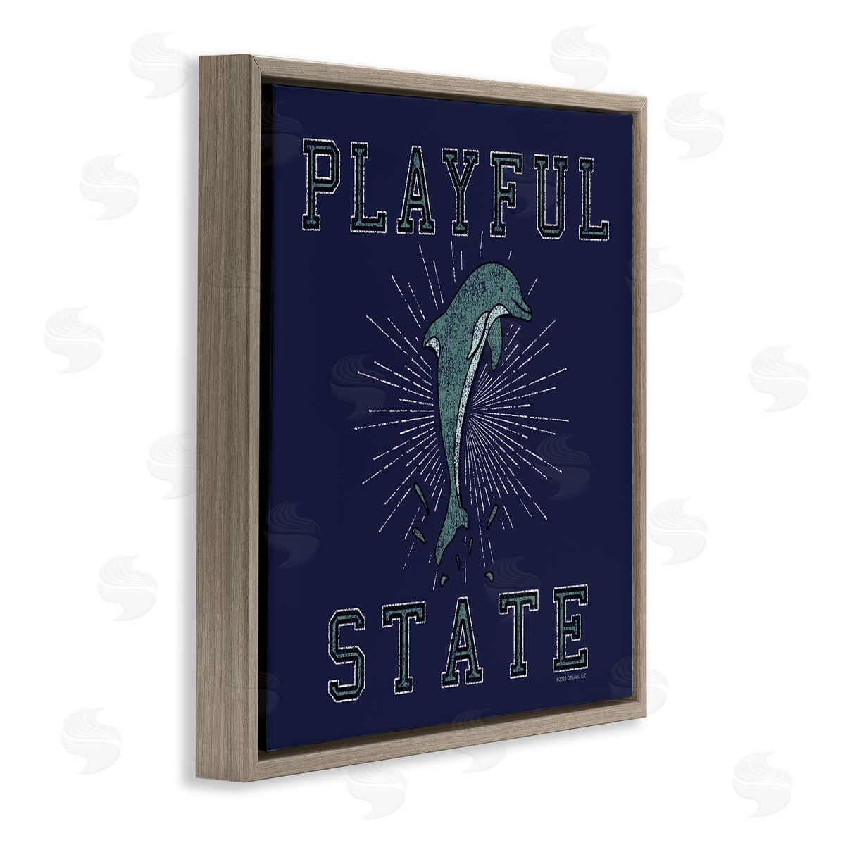 Spirit Animals/Life Is High Playful State Dolphin Brown Floating Frame Canvas Wall Art Print