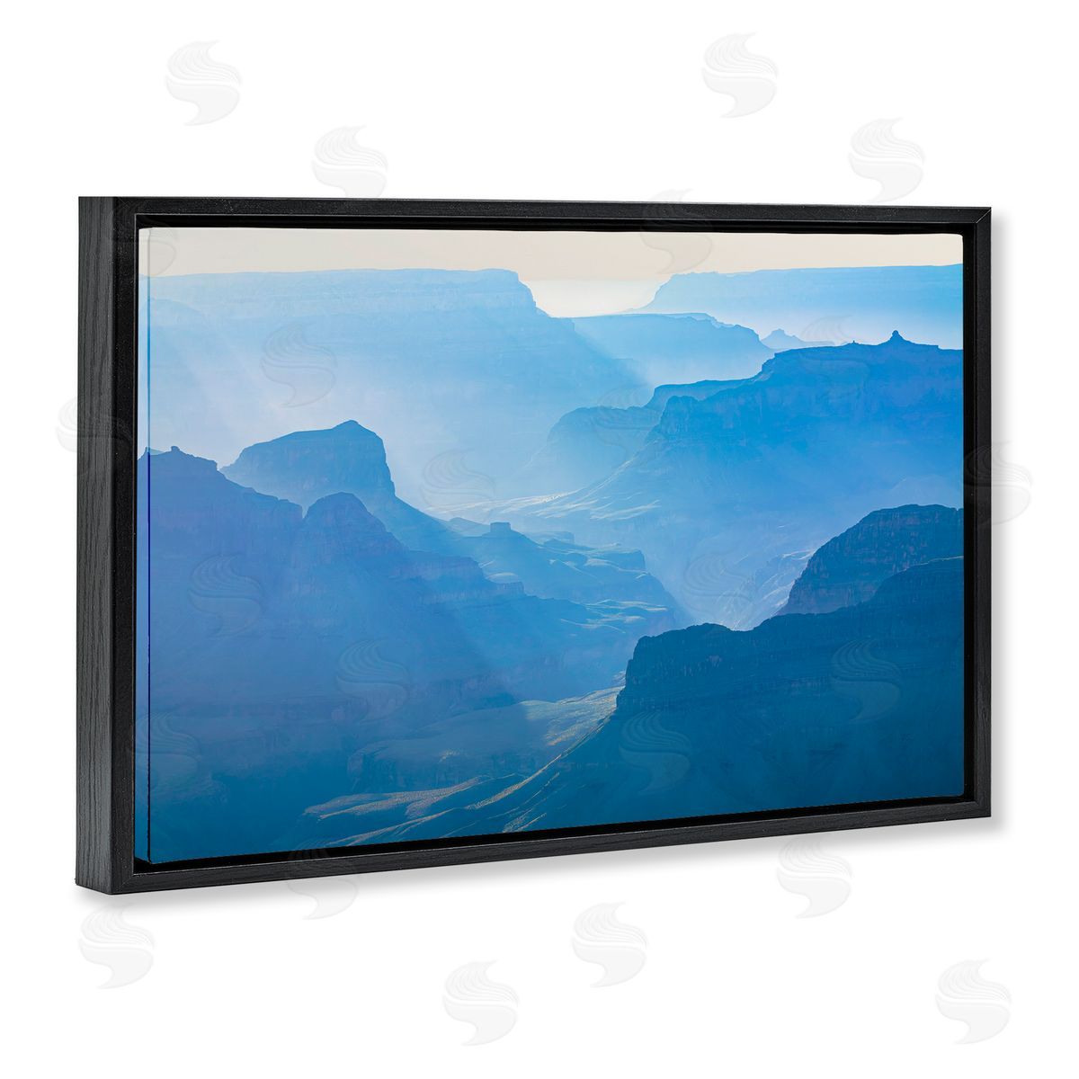 Marty Hulsebos Blue Sunlit Peaks Black Floating Frame Canvas Wall Art Print
