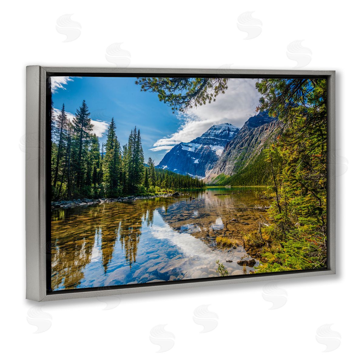 Marty Hulsebos Mountain Valley's Stream Gray Floating Frame Canvas Wall Art Print