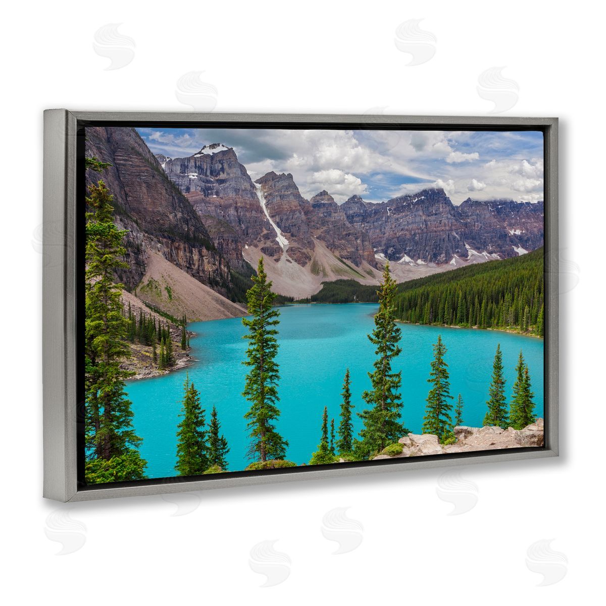 Marty Hulsebos Vivid Blue Valley Pond Gray Floating Frame Canvas Wall Art Print