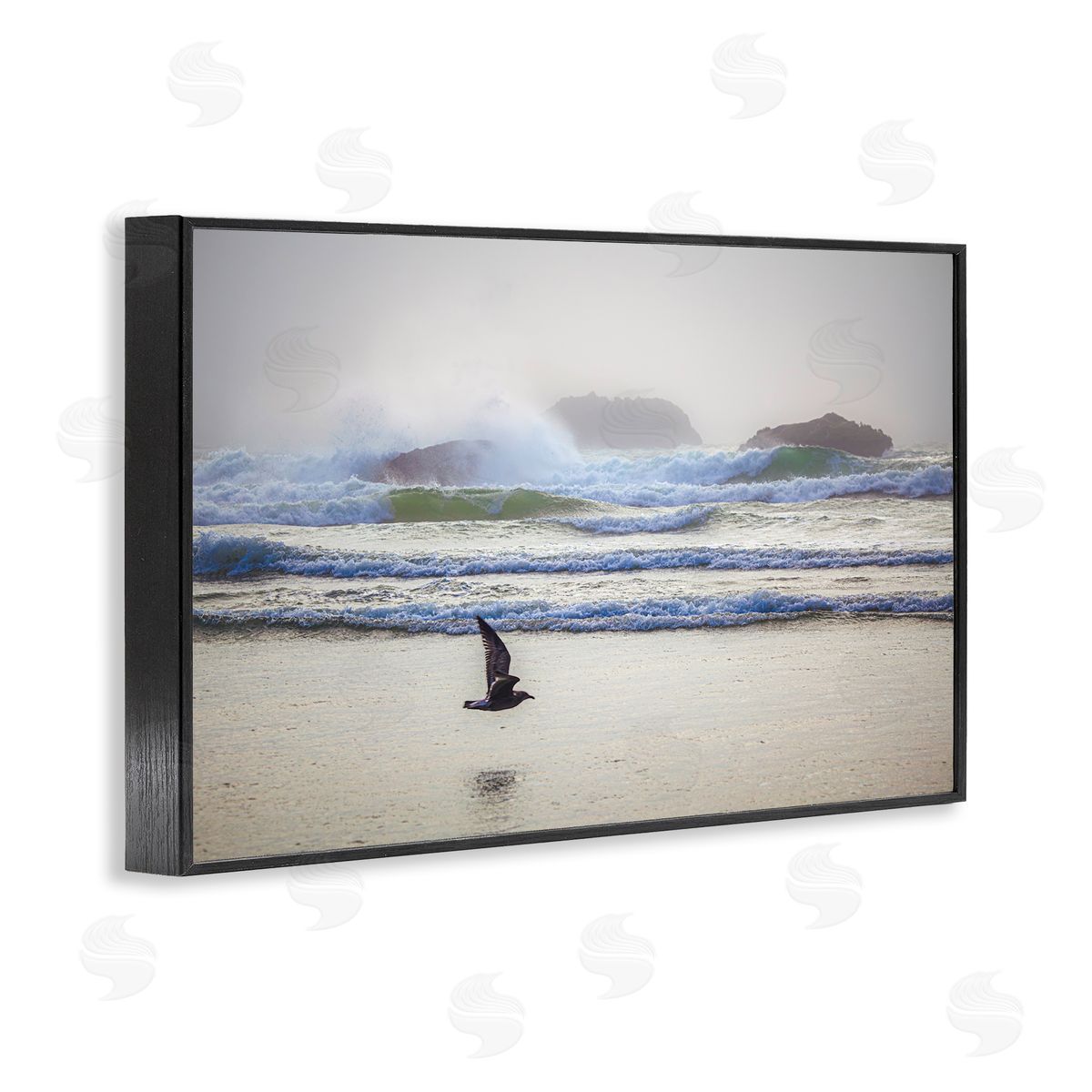 Marty Hulsebos Flying Low over Shore Black Framed Giclee Wall Art Print