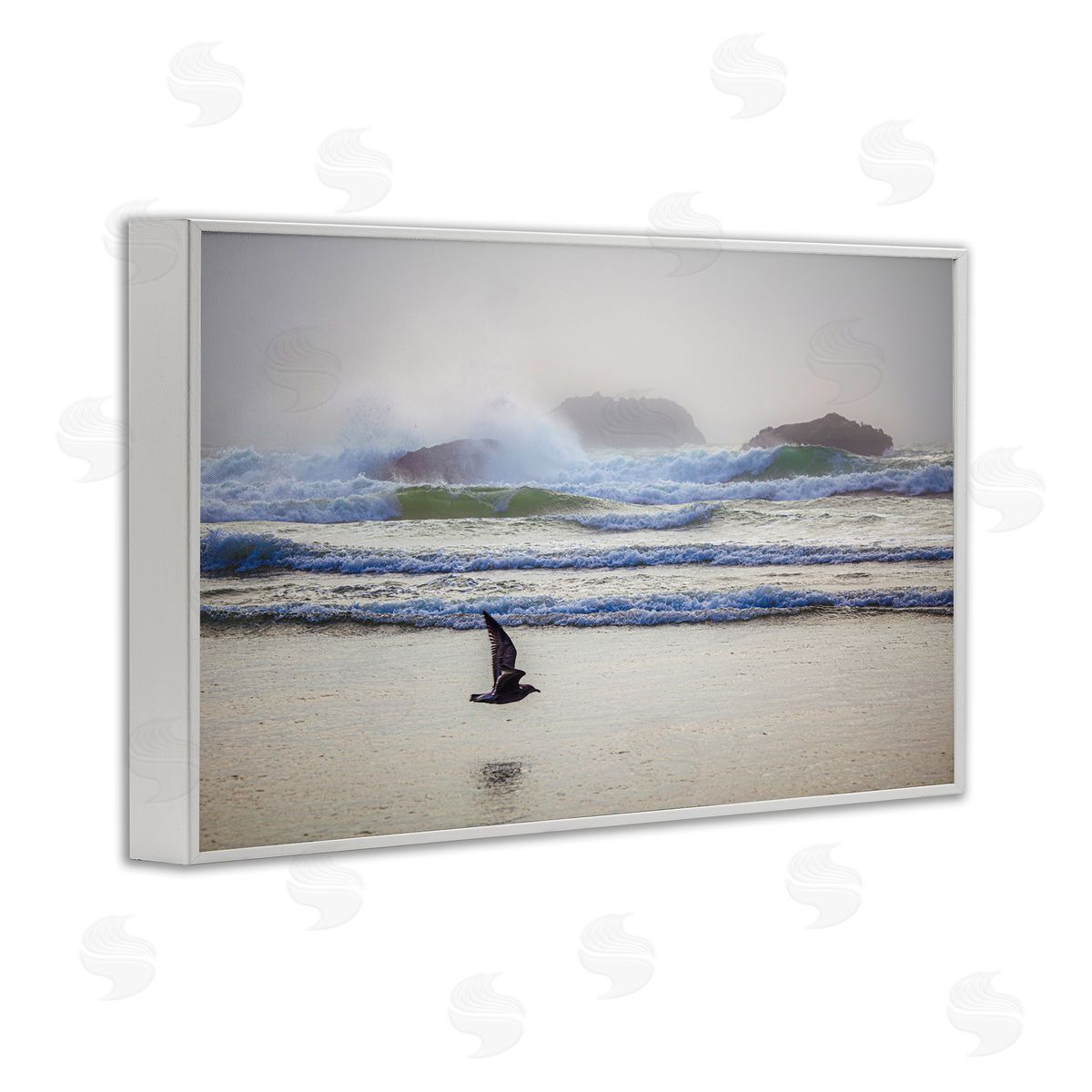 Marty Hulsebos Flying Low over Shore White Framed Giclee Wall Art Print